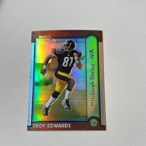 Sleek Silver refractor of rookie Troy Edwards mint condition rare